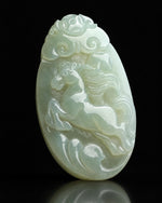 Hetian jade horse pendant, front view