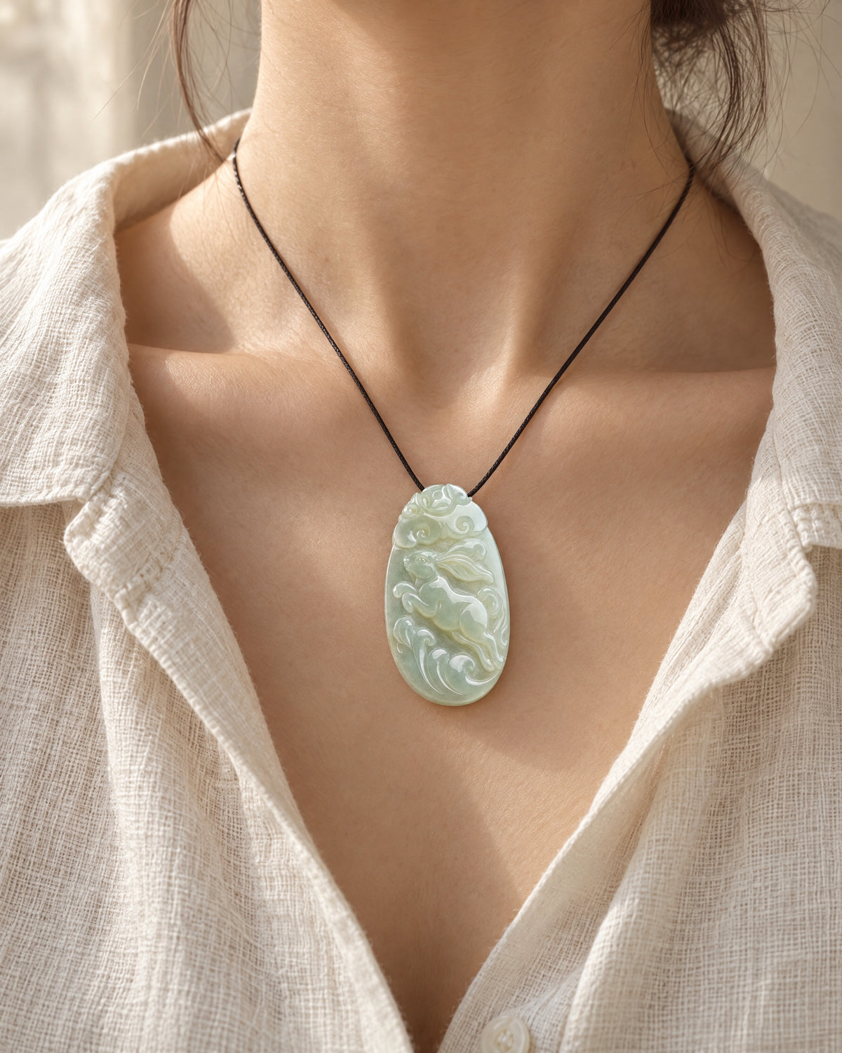 On the neck, in daylight